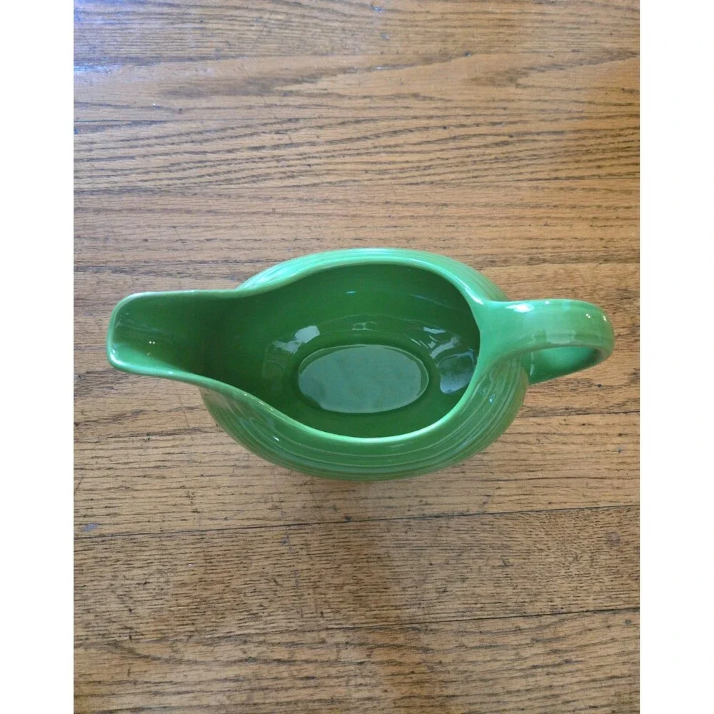 Vintage Homer Laughlin Fiesta Sauce Boat Pitcher Green Gravy Bowl Made in USA